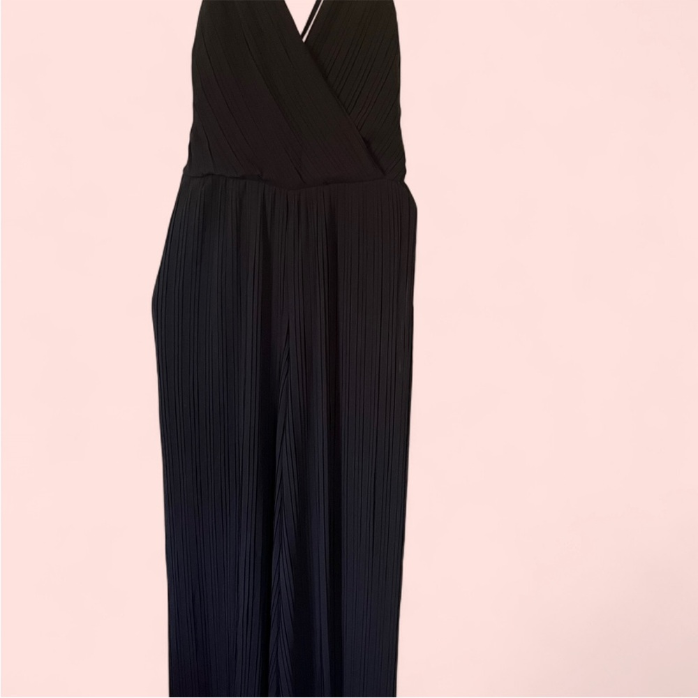 Black Pleated Midi Jumpsuit for Cocktail Events